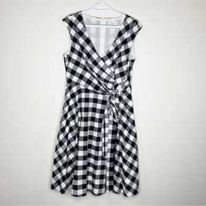 Women's Calvin Klein Black and White Buffalo Plaid Swing Dress 12